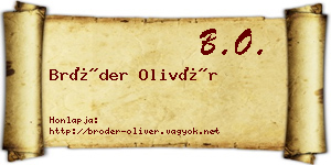 Bröder Olivér névjegykártya